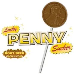 Archie McPhee Lucky Penny Lollipops: 2-Piece Set -Candy Promotion Sale archie mcphee lucky penny lollipops 2 piece set candy warehouse 3