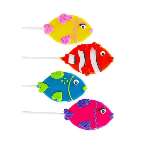 Assorted Tropical Fish Hard Candy Lollipops: 12-Piece Pack 1 Assorted Tropical Fish Hard Candy Lollipops: 12-Piece Pack