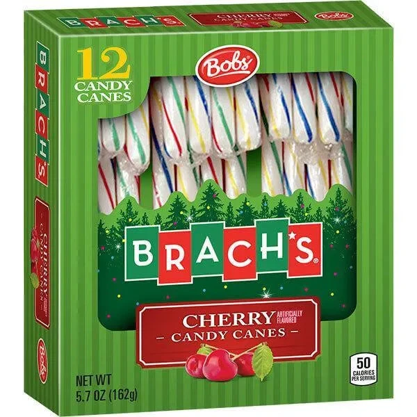 Bobs Sweet Stripes Rainbow Cherry Candy Canes: 12-Piece Box 1 Bobs Sweet Stripes Rainbow Cherry Candy Canes: 12-Piece Box