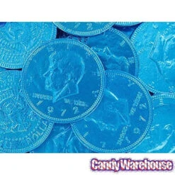 Caribbean Blue Foiled Milk Chocolate Coins: 1LB Bag -Candy Promotion Sale caribbean blue foiled milk chocolate coins 1lb bag candy warehouse 5