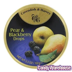 Cavendish & Harvey Hard Candy Drops Tins - Pear & Blackberry: 12-Piece Box -Candy Promotion Sale cavendish and harvey hard candy drops tins pear and blackberry 12 piece box candy warehouse 3