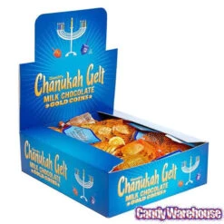 Chanukah Gelt Milk Chocolate Gold Coins In Mesh Bags: 18-Piece Box -Candy Promotion Sale chanukah gelt milk chocolate gold coins in mesh bags 18 piece box candy warehouse 4