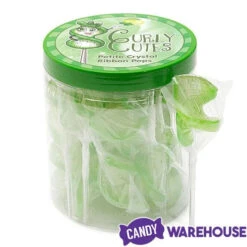CurlyCutes Petite Crystal Ribbon Pops - Green Lime: 20-Piece Jar -Candy Promotion Sale curlycutes petite crystal ribbon pops green lime 20 piece jar candy warehouse 4