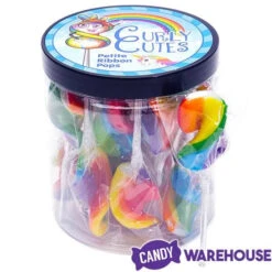 CurlyCutes Petite Crystal Ribbon Pops - Rainbow Cherry: 20-Piece Jar -Candy Promotion Sale curlycutes petite crystal ribbon pops rainbow cherry 20 piece jar candy warehouse 4