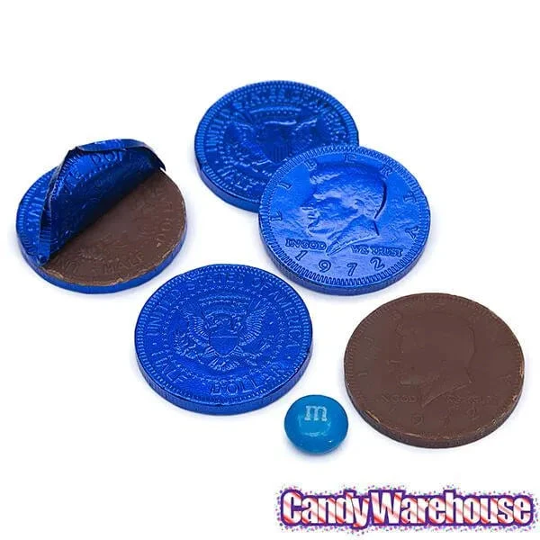 Dark Blue Foiled Milk Chocolate Coins: 1LB Bag 2 Dark Blue Foiled Milk Chocolate Coins: 1LB Bag - Image 2