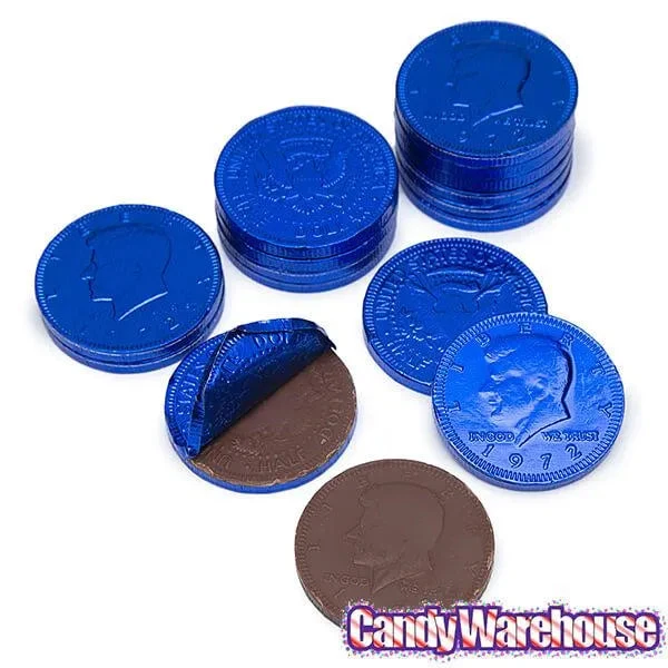 Dark Blue Foiled Milk Chocolate Coins: 1LB Bag 3 Dark Blue Foiled Milk Chocolate Coins: 1LB Bag - Image 3