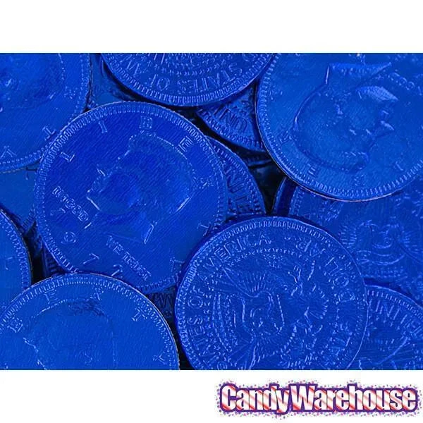 Dark Blue Foiled Milk Chocolate Coins: 1LB Bag 5 Dark Blue Foiled Milk Chocolate Coins: 1LB Bag - Image 5