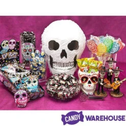 Day Of The Dead Skull Hard Candy Lollipops: 12-Piece Bag -Candy Promotion Sale day of the dead skull hard candy lollipops 12 piece bag candy warehouse 3
