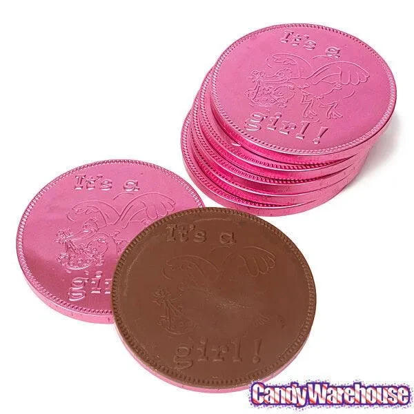 Fort Knox It's A Girl Foiled Milk Chocolate 4-Inch Medallions: 20-Piece Box 3 Fort Knox It's A Girl Foiled Milk Chocolate 4-Inch Medallions: 20-Piece Box - Image 3