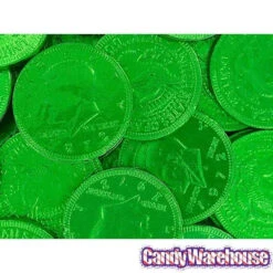 Green Foiled Milk Chocolate Coins: 1LB Bag -Candy Promotion Sale green foiled milk chocolate coins 1lb bag candy warehouse 4
