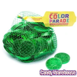 Green Foiled Milk Chocolate Coins: 1LB Bag -Candy Promotion Sale green foiled milk chocolate coins 1lb bag candy warehouse 5