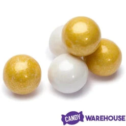 Gumballs Color Combo - Gold And White: 4LB Box -Candy Promotion Sale gumballs color combo gold and white 4lb box candy warehouse 3