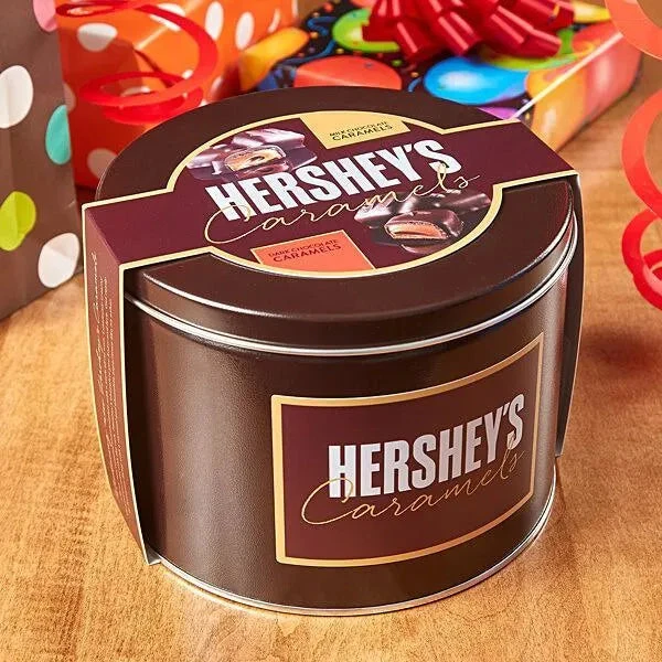 Hershey's Caramels - Milk And Dark Chocolate Caramel Candy: 2.5LB Gift Tin 4 Hershey's Caramels - Milk And Dark Chocolate Caramel Candy: 2.5LB Gift Tin - Image 4