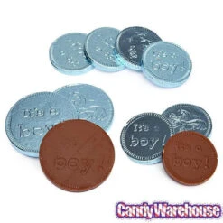 It's A Boy Foiled Chocolate Coins In Mesh Bags: 18-Piece Box -Candy Promotion Sale it s a boy foiled chocolate coins in mesh bags 18 piece box candy warehouse 3