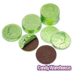 Kiwi Green Foiled Milk Chocolate Coins: 1LB Bag -Candy Promotion Sale kiwi green foiled milk chocolate coins 1lb bag candy warehouse 4