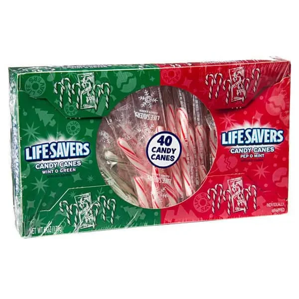 LifeSavers Wint-O-Green And Pep-O-Mint Mini Candy Canes: 40-Piece Box 1 LifeSavers Wint-O-Green And Pep-O-Mint Mini Candy Canes: 40-Piece Box