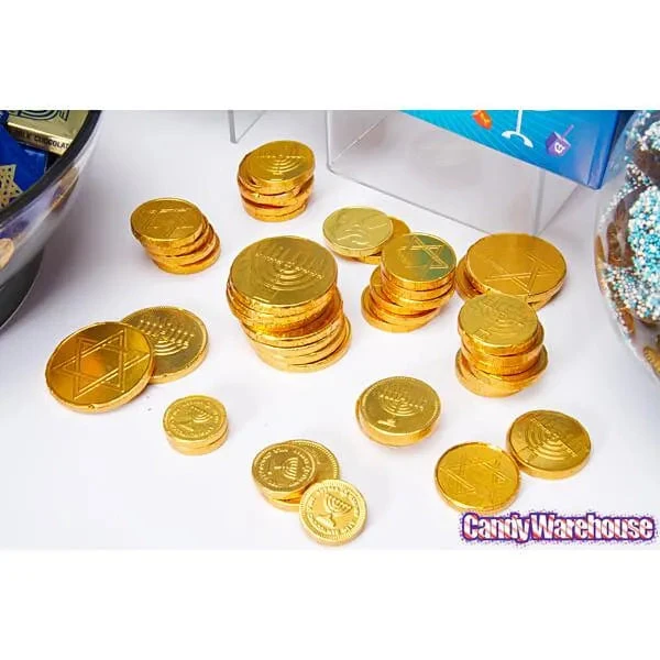 Madelaine Chanukah Gelt Gold Foiled Milk Chocolate Coins: 5LB Bag 3 Madelaine Chanukah Gelt Gold Foiled Milk Chocolate Coins: 5LB Bag - Image 3
