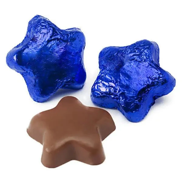Madelaine Foiled Milk Chocolate Stars - Blue: 5LB Bag 1 Madelaine Foiled Milk Chocolate Stars - Blue: 5LB Bag