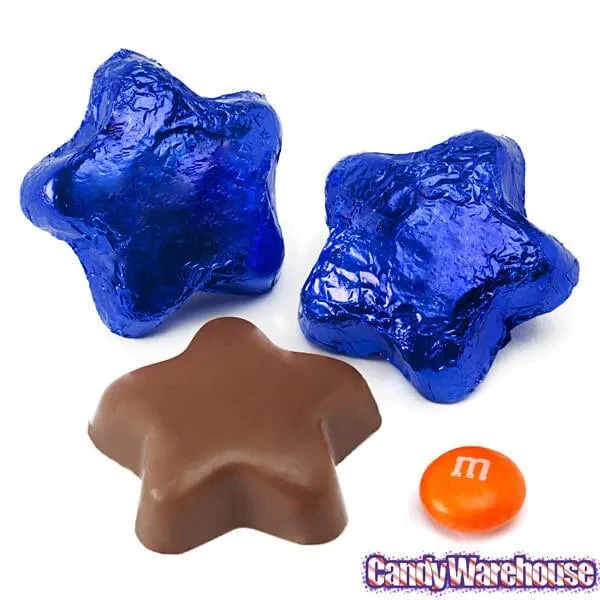 Madelaine Foiled Milk Chocolate Stars - Blue: 5LB Bag 2 Madelaine Foiled Milk Chocolate Stars - Blue: 5LB Bag - Image 2