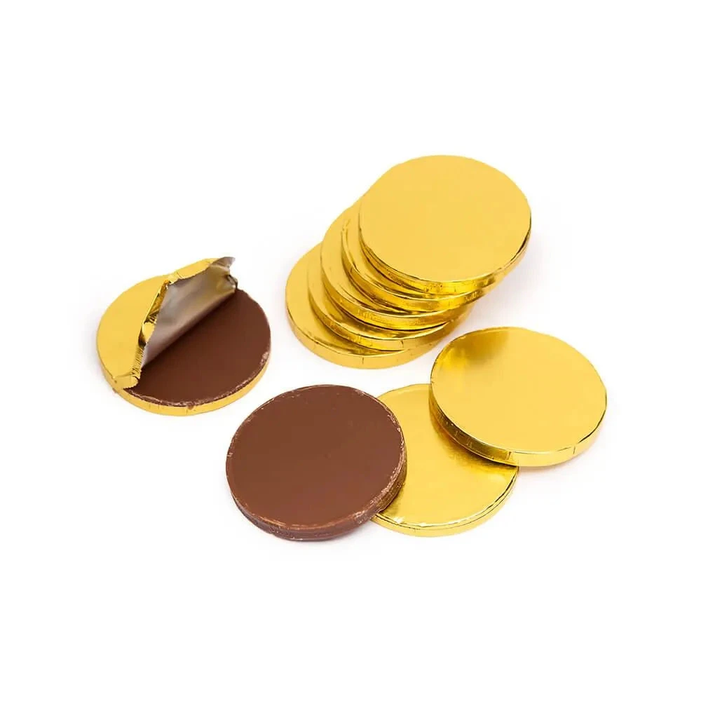 Madelaine Gold Foiled Milk Chocolate Coins - Blank: 5LB Bag 1 Madelaine Gold Foiled Milk Chocolate Coins - Blank: 5LB Bag