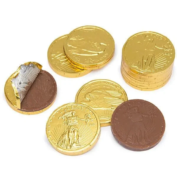 Madelaine Gold Foiled Milk Chocolate Coins - Medium: 5LB Bag 1 Madelaine Gold Foiled Milk Chocolate Coins - Medium: 5LB Bag