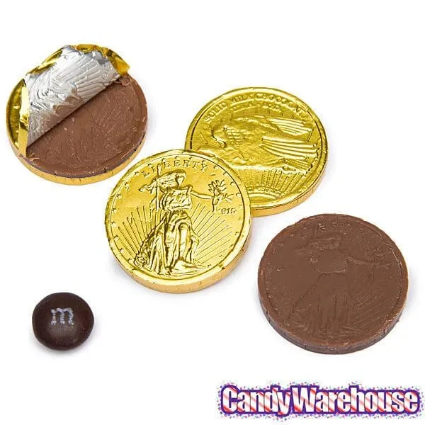 Madelaine Gold Foiled Milk Chocolate Coins - Medium: 5LB Bag 2 Madelaine Gold Foiled Milk Chocolate Coins - Medium: 5LB Bag - Image 2