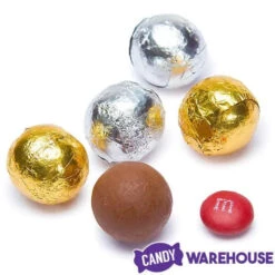 Madelaine Silver & Gold Foiled Milk Chocolate Balls: 5LB Bag -Candy Promotion Sale madelaine silver and gold foiled milk chocolate balls 5lb bag candy warehouse 4