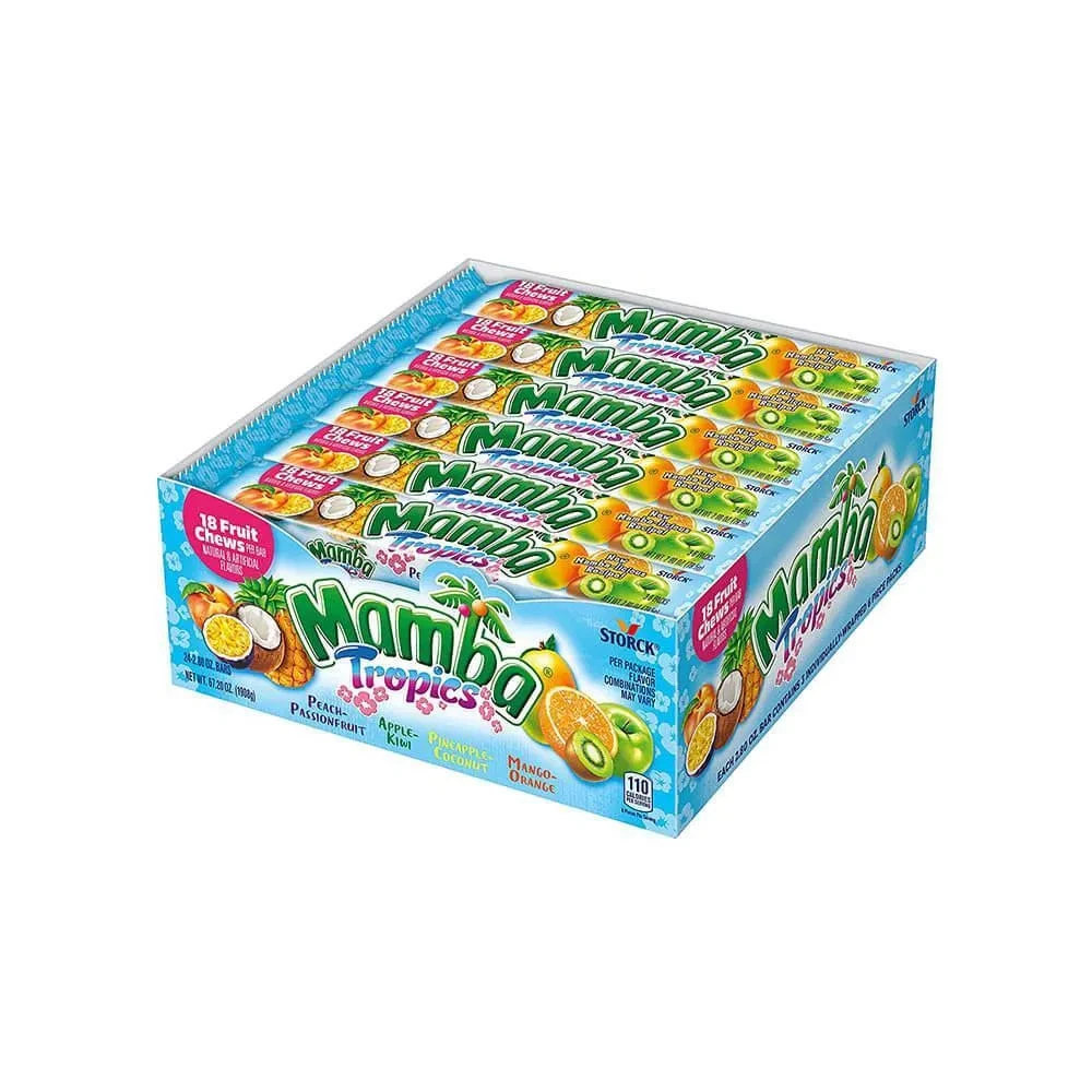 Mamba Fruit Chews Candy Bars - Tropics : 24-Piece Box 1 Mamba Fruit Chews Candy Bars - Tropics : 24-Piece Box