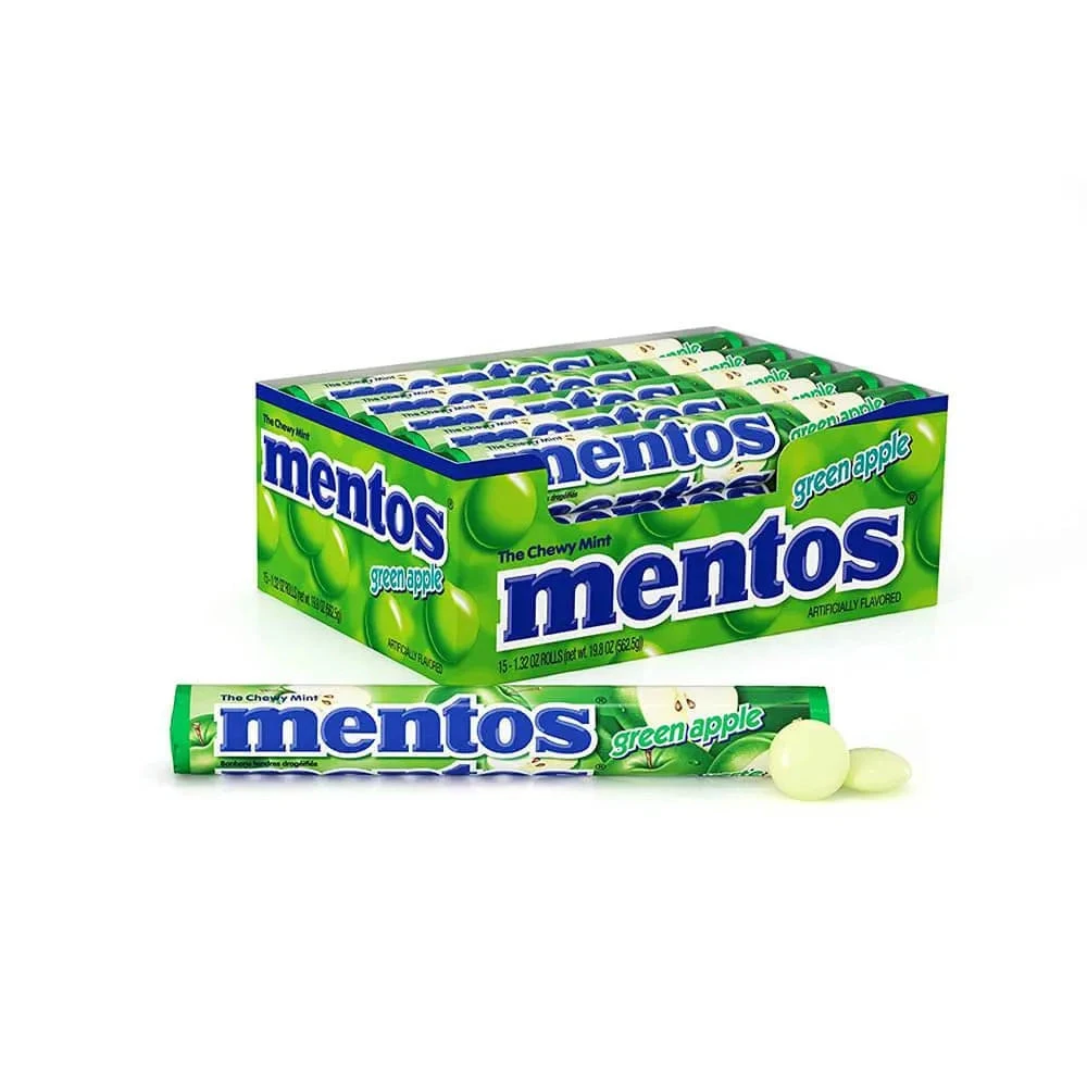 Mentos Candy Rolls - Green Apple: 15-Piece Box 1 Mentos Candy Rolls - Green Apple: 15-Piece Box