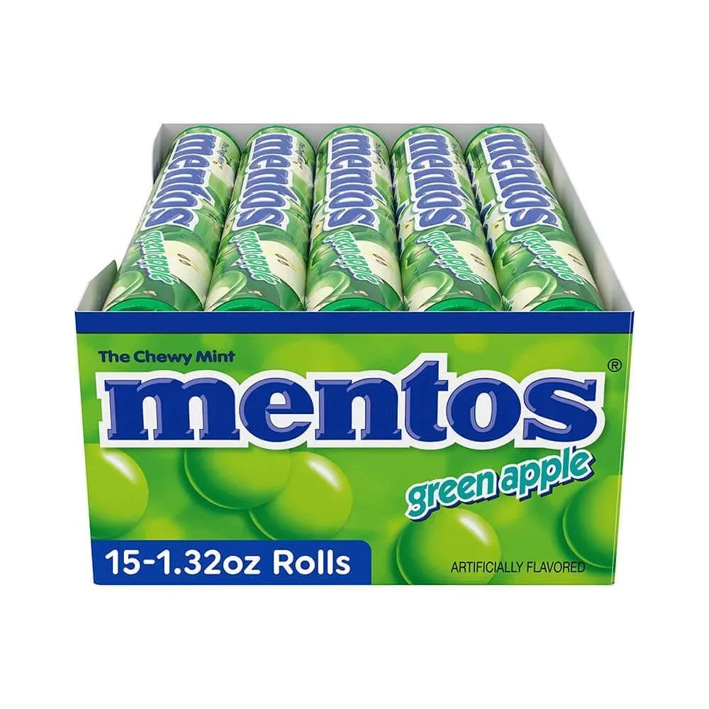 Mentos Candy Rolls - Green Apple: 15-Piece Box 2 Mentos Candy Rolls - Green Apple: 15-Piece Box - Image 2