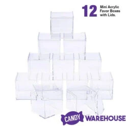 Mini Acrylic Favor Boxes - 5-Ounce Cube With Lid: 12-Piece Set -Candy Promotion Sale mini acrylic favor boxes 5 ounce cube with lid 12 piece set candy warehouse 7