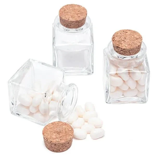 Mini Glass Favor Jars - 1.75-Ounce Square Jar With Cork Stopper: 12-Piece Set 1 Mini Glass Favor Jars - 1.75-Ounce Square Jar With Cork Stopper: 12-Piece Set