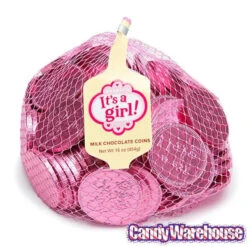 Pink Foiled Baby Girl Milk Chocolate Coins: 1LB Bag -Candy Promotion Sale pink foiled baby girl milk chocolate coins 1lb bag candy warehouse 3 cd30f28c 6e88 434e bc13 30ea3ee8a5be