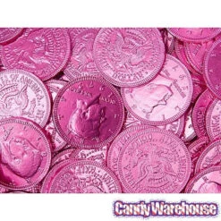 Pink Foiled Milk Chocolate Coins: 1LB Bag -Candy Promotion Sale pink foiled milk chocolate coins 1lb bag candy warehouse 3