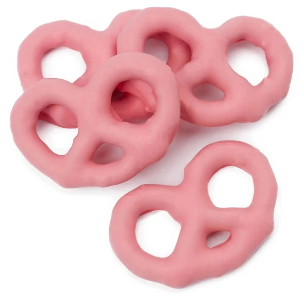 Pink Yogurt Covered Mini Pretzels: 9-Ounce Tub 1 Pink Yogurt Covered Mini Pretzels: 9-Ounce Tub
