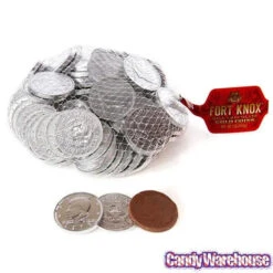 Silver Foiled Milk Chocolate Coins: 1LB Bag -Candy Promotion Sale silver foiled milk chocolate coins 1lb bag candy warehouse 3