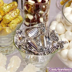 Silver With Black Stripes Wrapped Mocha Chocolate Meltaways: 1LB Bag -Candy Promotion Sale silver with black stripes wrapped mocha chocolate meltaways 1lb bag candy warehouse 4