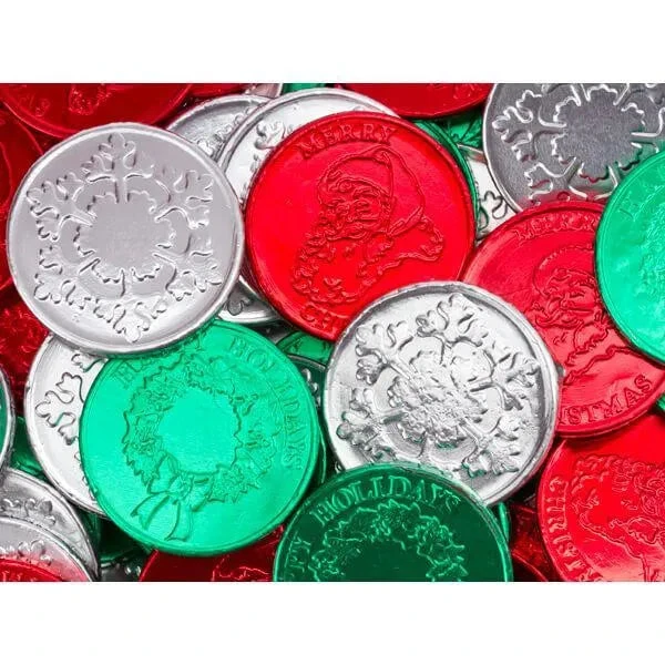 Thompson Foiled Milk Chocolate Christmas Coins: 5LB Bag 1 Thompson Foiled Milk Chocolate Christmas Coins: 5LB Bag