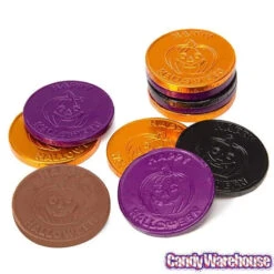 Thompson Foiled Milk Chocolate Halloween Coins: 5LB Bag 5 Thompson Foiled Milk Chocolate Halloween Coins: 5LB Bag -Candy Promotion Sale thompson foiled milk chocolate halloween coins 5lb bag candy warehouse 3