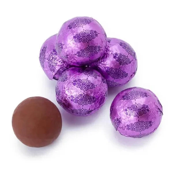 Thompson Purple Foiled Milk Chocolate Balls: 5LB Bag 1 Thompson Purple Foiled Milk Chocolate Balls: 5LB Bag