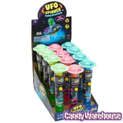 UFO Spinner Flashing Alien Flying Saucers With Candy: 12-Piece Display -Candy Promotion Sale ufo spinner flashing alien flying saucers with candy 12 piece display candy warehouse 5