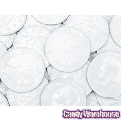 White Foiled Milk Chocolate Coins: 1LB Bag -Candy Promotion Sale white foiled milk chocolate coins 1lb bag candy warehouse 4
