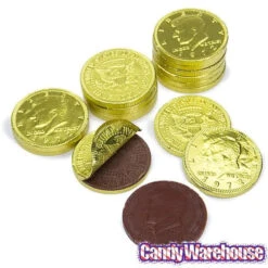 Yellow Foiled Milk Chocolate Coins: 1LB Bag -Candy Promotion Sale yellow foiled milk chocolate coins 1lb bag candy warehouse 4