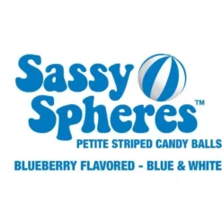 YumJunkie Sassy Spheres Blueberry Blue Striped Candy Balls - Petite: 5LB Bag -Candy Promotion Sale yumjunkie sassy spheres blueberry blue striped candy balls petite 5lb bag candy warehouse 3