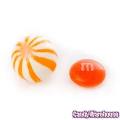 YumJunkie Sassy Spheres Orange Striped Candy Balls - Petite: 5LB Bag -Candy Promotion Sale yumjunkie sassy spheres orange striped candy balls petite 5lb bag candy warehouse 4